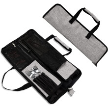 Knife Roll for Chefs 18 Inch,Heavy Duty Oxford Knife Bag with 13 Slots,Portable Knife Case with Handle for Travel, Camping, Hiking (Grey)