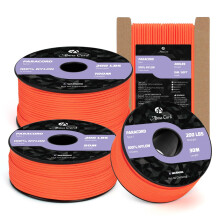 Abma Cord 2mm Paracord 30m Nylon Rope 3 Strands Type I Cord for DIY, Camping, Outdoor - Max. 90kg (200lbs) - Neon Orange