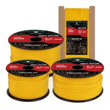 Kamu Synber 425 Paracord 3mm x 50m 100% Nylon Rope 3 Strands Parachute Cord Type II for Outdoor, Crafting, DIY | Support 192kg | Golden Yellow