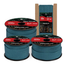 Kamu Synber 425 Paracord 3mm x 100m 100% Nylon Rope 3 Strands Parachute Cord Type II for Outdoor, Crafting, DIY | Support 192kg | Teal