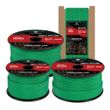 Kamu Synber 425 Paracord 3mm x 30m 100% Nylon Rope 3 Strands Parachute Cord Type II for Outdoor, Crafting, DIY | Support 192kg | Jade Green