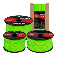 Kamu Synber 425 Paracord 3mm x 30m 100% Nylon Rope 3 Strands Parachute Cord Type II for Outdoor, Crafting, DIY | Support 192kg | Neon Green