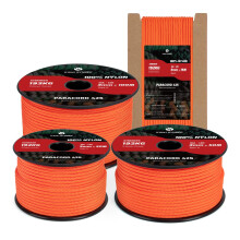 Kamu Synber 425 Paracord 3mm x 15m 100% Nylon Rope 3 Strands Parachute Cord Type II for Outdoor, Crafting, DIY | Support 192kg | Orange