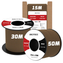 Brotree 2mm Paracord 3 Strands 30M 100% Nylon Rope Parachute Cord for Outdoor, Craft, DIY - 90kg Breaking Load (Mud Brown)