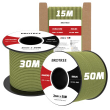 Brotree 2mm Paracord 3 Strands 30M 100% Nylon Rope Parachute Cord for Outdoor, Craft, DIY - 90kg Breaking Load (Holy Guacamole)