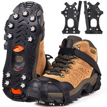ZUXNZUX Crampons, Ice Cleats for Shoes and Boots, Silicone Stainless Steel Grippers Shoe Spikes Grips Traction for Ice Snow, Winter Hiking Climbing