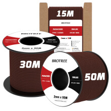Brotree 2mm Paracord 3 Strands 50M 100% Nylon Rope Parachute Cord for Outdoor, Craft, DIY - 90kg Breaking Load (Chocolate Brown)