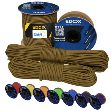 EdcX 3 mm Nylon Paracord 425 (15, 30, 50 and 100m) ? 3 mm Type II, 100% Nylon Rope, 3 Strand Rope, in Many Colors (Coyote Brown, 30 m)
