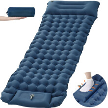Aptliton Inflating Sleeping Pad for Camping, 10cm Thickness Camping Mat with Built-in Foot Pump, Inflatable Sleeping Mat with Pillow Waterproof for