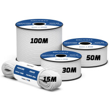 Brotree 550 Paracord 4mm 15m Rope Type III 7 Strands 100% Polyester Parachute Cord for Crafting, Camping, Outdoor, Survival - White