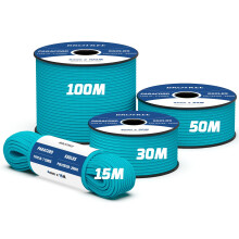 Brotree 550 Paracord 4mm 15m Rope Type III 7 Strands 100% Polyester Parachute Cord for Crafting, Camping, Outdoor, Survival - Turquoise