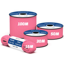 Brotree 550 Paracord 4mm 15m Rope Type III 7 Strands 100% Polyester Parachute Cord for Crafting, Camping, Outdoor, Survival - Neon Pink