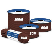 Brotree 550 Paracord 4mm 30m Rope Type III 7 Strands 100% Polyester Parachute Cord for Crafting, Camping, Outdoor, Survival - Chocolate Brown