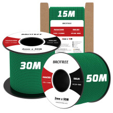 Brotree 2mm Paracord 3 Strands 30M 100% Nylon Rope Parachute Cord for Outdoor, Craft, DIY - 90kg Breaking Load (Kelly Green)