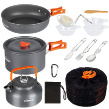 OVERMONT Camping Cookware Set Outdoor Cooking Kettle Mess Kit Pots Pans Ultralight Portable for Backpacking Hiking Picnic Fishing Mountaineering