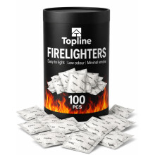 Instant Fire Starter Lighters Multipack - 100 Odourless Firelighters Sachets in Tube Storage Box. Fire Lighters for Wood Burners, Fire Logs, Charcoal