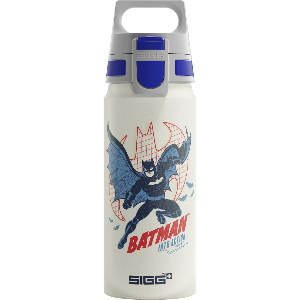 Sigg - Aluminium Drinking Bottle For Children - Wmb One Batman Into Action - Suitable For Carbonated Drinks - Leak-Proof - Feather Light White