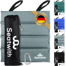 Seatwith Folding Sit Mat (14''x14'') - Sitting Pad with Carry Bag & Snap Hook to Attach to the Backpack - Protection Against Cold, Wet & Dirt - Gray