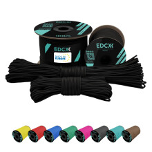 EdcX 2 mm Nylon Paracord 275 - 100% Nylon, 3-Strand, Black, 100 m