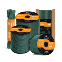 Abma Cord Paracord 550 4mm 30m 100% Nylon Rope Type III 7 Strands Parachute Cord for DIY, Camping, Survival, Outdoor - Max. 250kg - Dark Green