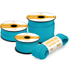 Abma Cord 550 Paracord 4mm 15m Rope 7 Strands Type III Parachute Cord for Crafting, Camping, Survival, Outdoor - Max. 250kg - Turquoise