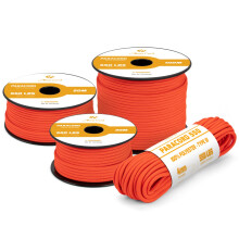 Abma Cord 550 Paracord 4mm 15m Rope 7 Strands Type III Parachute Cord for Crafting, Camping, Survival, Outdoor - Max. 250kg - Neon Orange