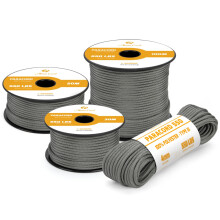 Abma Cord 550 Paracord 4mm 30m Rope 7 Strands Type III Parachute Cord for Crafting, Camping, Survival, Outdoor - Max. 250kg - Charcoal Grey