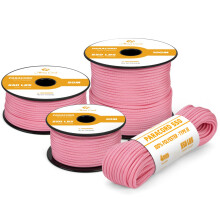 Abma Cord 550 Paracord 4mm 30m Rope 7 Strands Type III Parachute Cord for Crafting, Camping, Survival, Outdoor - Max. 250kg - Rose Pink