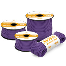 Abma Cord 550 Paracord 4mm 100m Rope 7 Strands Type III Parachute Cord for Crafting, Camping, Survival, Outdoor - Max. 250kg - Purple