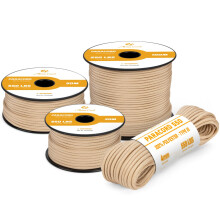 Abma Cord 550 Paracord 4mm 30m Rope 7 Strands Type III Parachute Cord for Crafting, Camping, Survival, Outdoor - Max. 250kg - Khaki