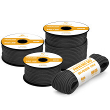 Abma Cord 550 Paracord 4mm 15m Rope 7 Strands Type III Parachute Cord for Crafting, Camping, Survival, Outdoor - Max. 250kg - Black