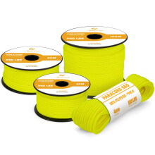Abma Cord 550 Paracord 4mm 30m Rope 7 Strands Type III Parachute Cord for Crafting, Camping, Survival, Outdoor - Max. 250kg - Neon Yellow
