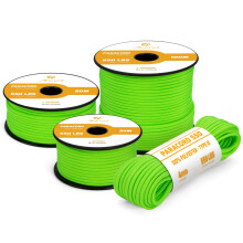 Abma Cord 550 Paracord 4mm 15m Rope 7 Strands Type III Parachute Cord for Crafting, Camping, Survival, Outdoor - Max. 250kg - Neon Green