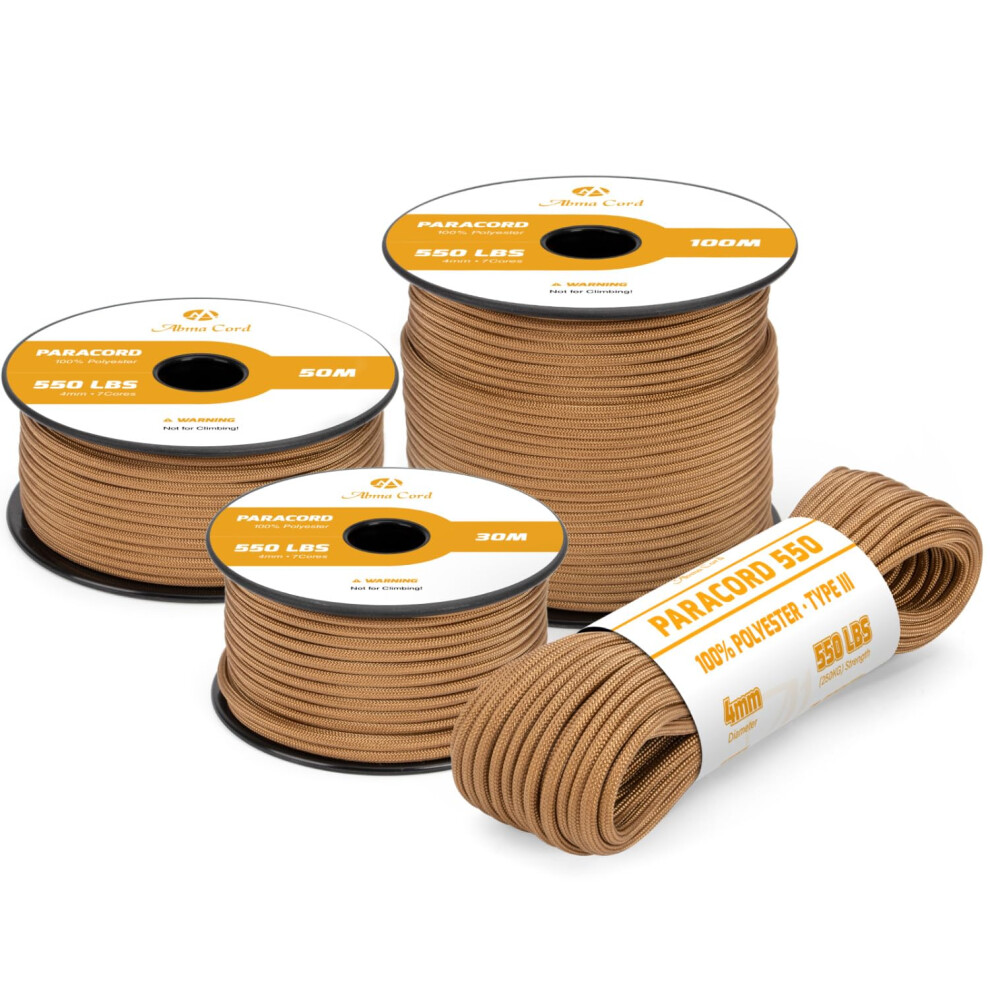 Photos - Climbing Gear Abma Cord 550 Paracord 4mm 15m Rope 7 Strands Type III Parachute Cord for Crafting, Camping, Survival, Outdoor - Max. 250kg