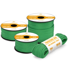 Abma Cord 550 Paracord 4mm 100m Rope 7 Strands Type III Parachute Cord for Crafting, Camping, Survival, Outdoor - Max. 250kg - Jade Green