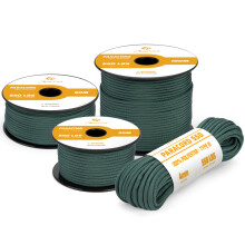 Abma Cord 550 Paracord 4mm 15m Rope 7 Strands Type III Parachute Cord for Crafting, Camping, Survival, Outdoor - Max. 250kg - Dark Green