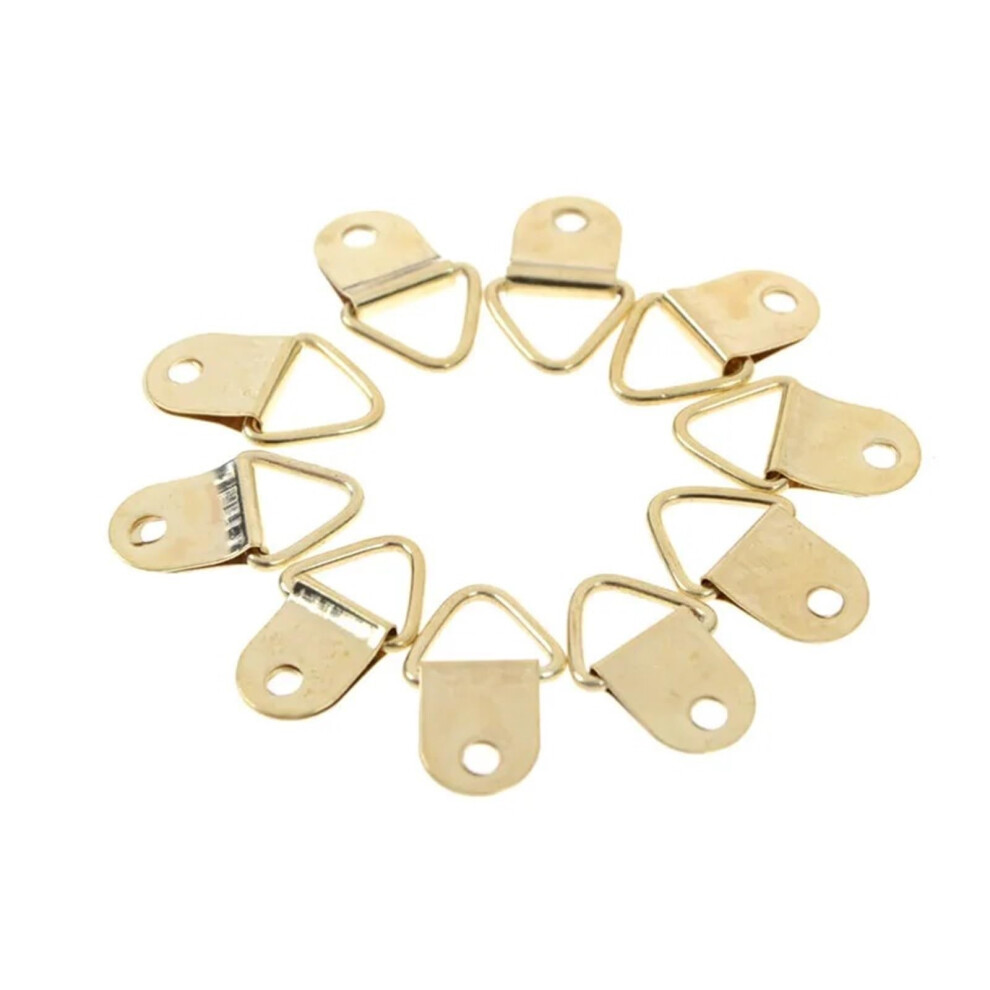 Picture Hanging Hardware 500Pcs Heavy Duty Golden Triangle D Ring Hangers With Screws For Frames And Mirrors 9330225546528