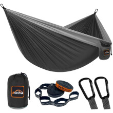 AnorTrek Camping Hammock, Super Lightweight Portable Parachute Hammock with Two Tree Straps Single or Double Nylon Travel Tree Hammocks for Camping
