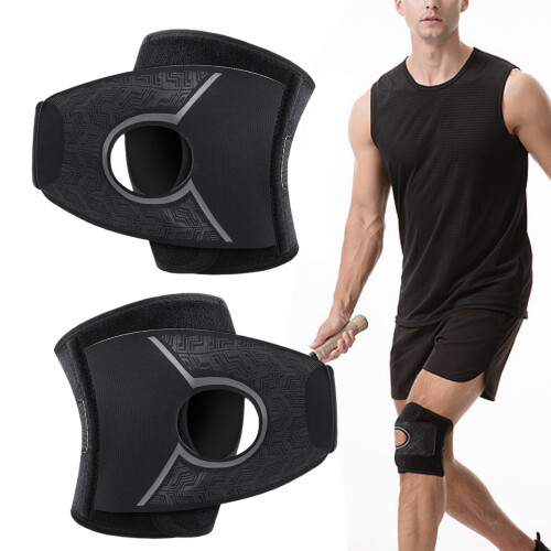 Shock Absorption Athletic Knee Support with-M black left foot 1