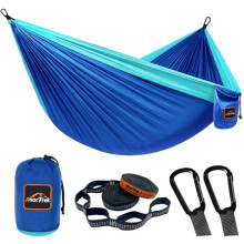 AnorTrek Camping Hammock, Super Lightweight Portable Parachute Hammock with Two Tree Straps Single or Double Nylon Travel Tree Hammocks for Camping