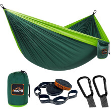 AnorTrek Camping Hammock, Super Lightweight Portable Parachute Hammock with Two Tree Straps Single or Double Nylon Travel Tree Hammocks for Camping