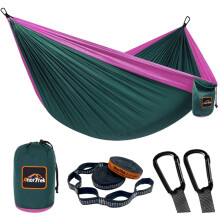 AnorTrek Camping Hammock, Super Lightweight Portable Parachute Hammock with Two Tree Straps Single or Double Nylon Travel Tree Hammocks for Camping