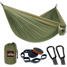 AnorTrek Camping Hammock, Super Lightweight Portable Parachute Hammock with Two Tree Straps Single or Double Nylon Travel Tree Hammocks for Camping