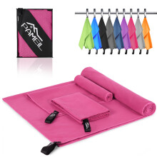 Pameil Microfibre Towel,3 Set(80 x 40cm x2 +160 x 80cm) Large Microfibre,Quick Dry Towel,Gym Workout Travel Swimming Beach Camp Outdoor Hiking (Rose