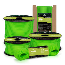 Kamu Synber Paracord 550 Type III 4mm 15m 7 Strands 100% Polyester Rope Parachute Cord Ideal for Crafting, Outdoor, Survival | Support 250kg | Neon