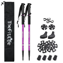 TheFitLife Hiking Walking Trekking Poles - 2 Pack With Antishock And Quick Lock System, Telescopic, Collapsible, Ultralight For Hiking, Camping,
