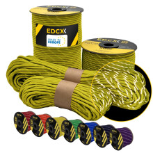 EdcX 4 mm Reflective Paracord 550 (15, 30, 50 m) ? Tear-Resistant Parachute Cord for Survival Made of 100% Nylon, 4 mm Type III with 7 Wires