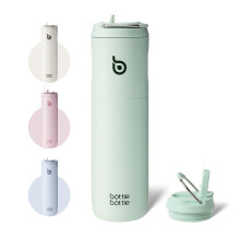bottlebottle Stainless Steel Water Bottle with Straw and Lid, Sports Insulated Metal Water Bottle with Handle, Light Green, 700ml
