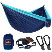 AnorTrek Camping Hammock, Super Lightweight Portable Parachute Hammock with Two Tree Straps Single or Double Nylon Travel Tree Hammocks for Camping