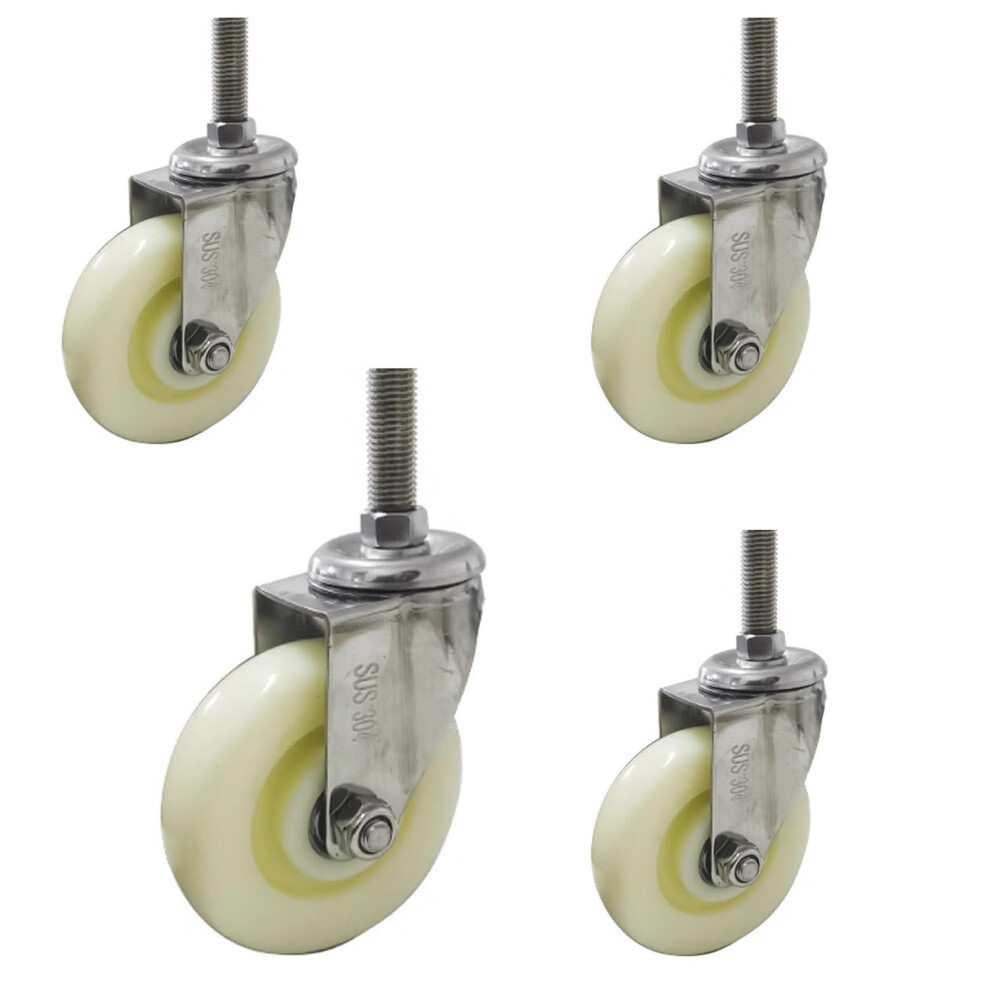 Heavy Duty 5 Inch Swivel Caster Wheels With Brake, M20 Threaded Stem Locking Nylon Casters Set Of 4 For Workbench 9330225718543